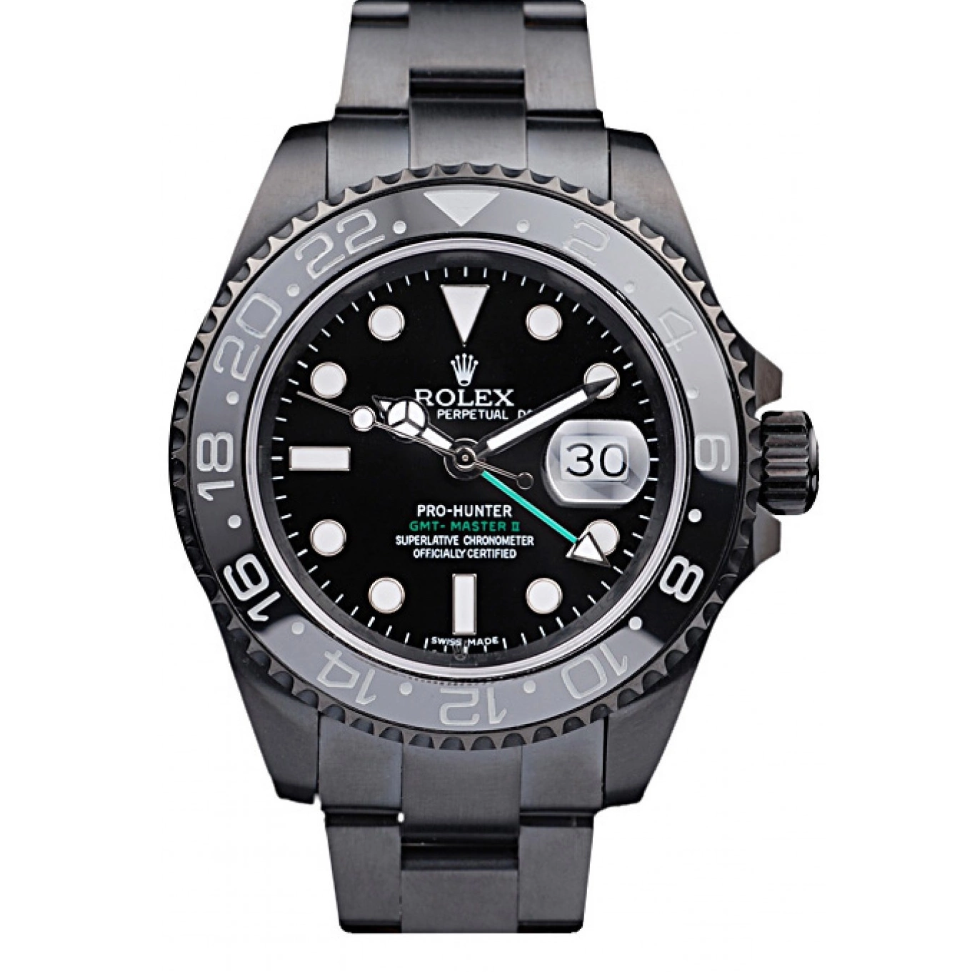 Aaa fake watches Black Pro-Hunter Swiss Steel II Black Master Dial Strap Rolex GMT 0709